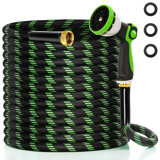 Ahititi Garden Hose 100 ft Water Hose Flexible Non-Expandable Outdoor Heavy Duty Lightweight Leakproof Kink-free flex Watering Hose Pipe for 3/4 inch Fitting Yard Lawn Outside Car Wash