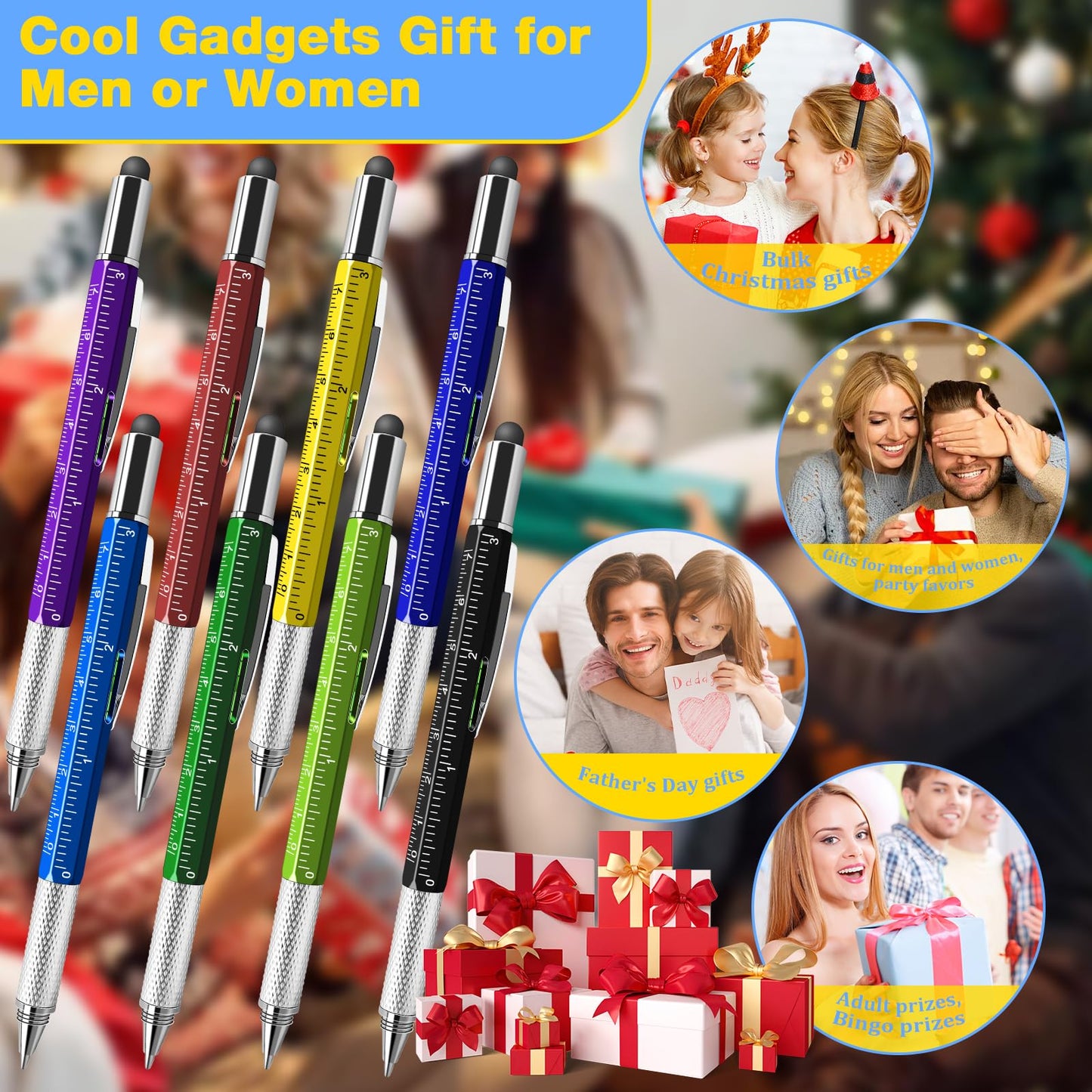 HOFASON Fathers Day Dad Gifts Bulk, 24 Pcs 6 in 1 Multitool Multi Tool Pen, Small Bulk Gifts for Men Dad Husband, Christmas Stocking Stuffers, Prizes for Adults, Party Favors Office Cool Gadgets