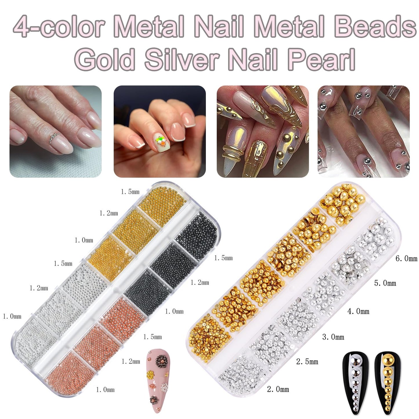GZMAYUEN Nail Charms, Rhinestones for Nails, Nail Pearls, 3D Nail Charms and Gems, Nail Art Accessories Set, 8 Boxes