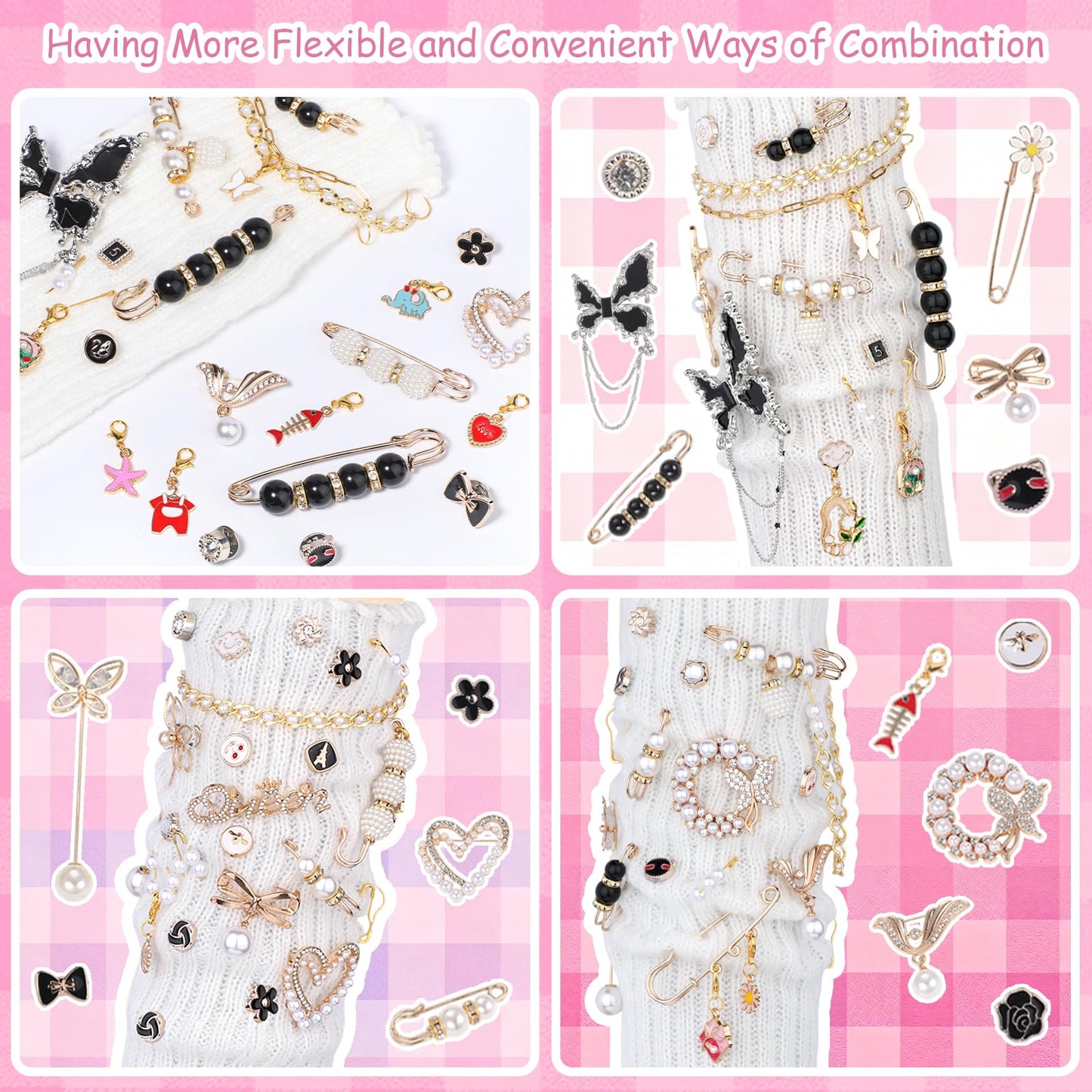 NITOPUPU 107 Pcs Socks Charms Kit With Pearl Charm Brooches And Pins For Socks And Sneakers Personalized DIY