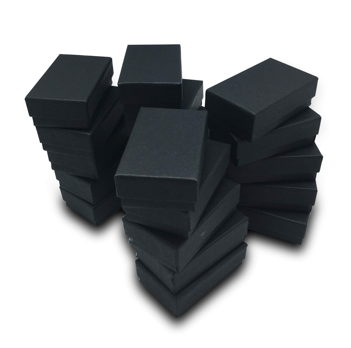 TheDisplayGuys - 25-Pack #21 Cotton Filled Cardboard Paper Jewelry Boxes Gift Case - Matte Black (2.6" x 1.6" x 1.0") - for Shipping or Storage