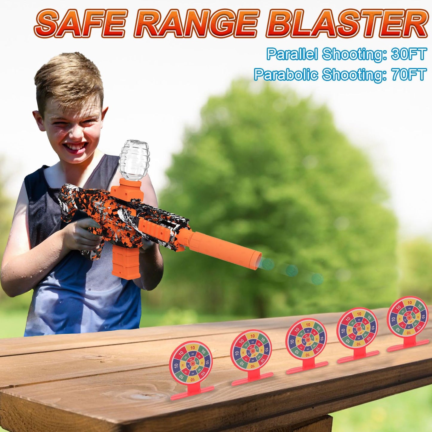 2 Pack Gel Ball Blaster Automatic Electric Splatter Ball Toy 10 Rounds Per Seconds with Rechargeable Batteries, Line, Goggles and Target - Outdoor Activities Team Game Toy Age 14+