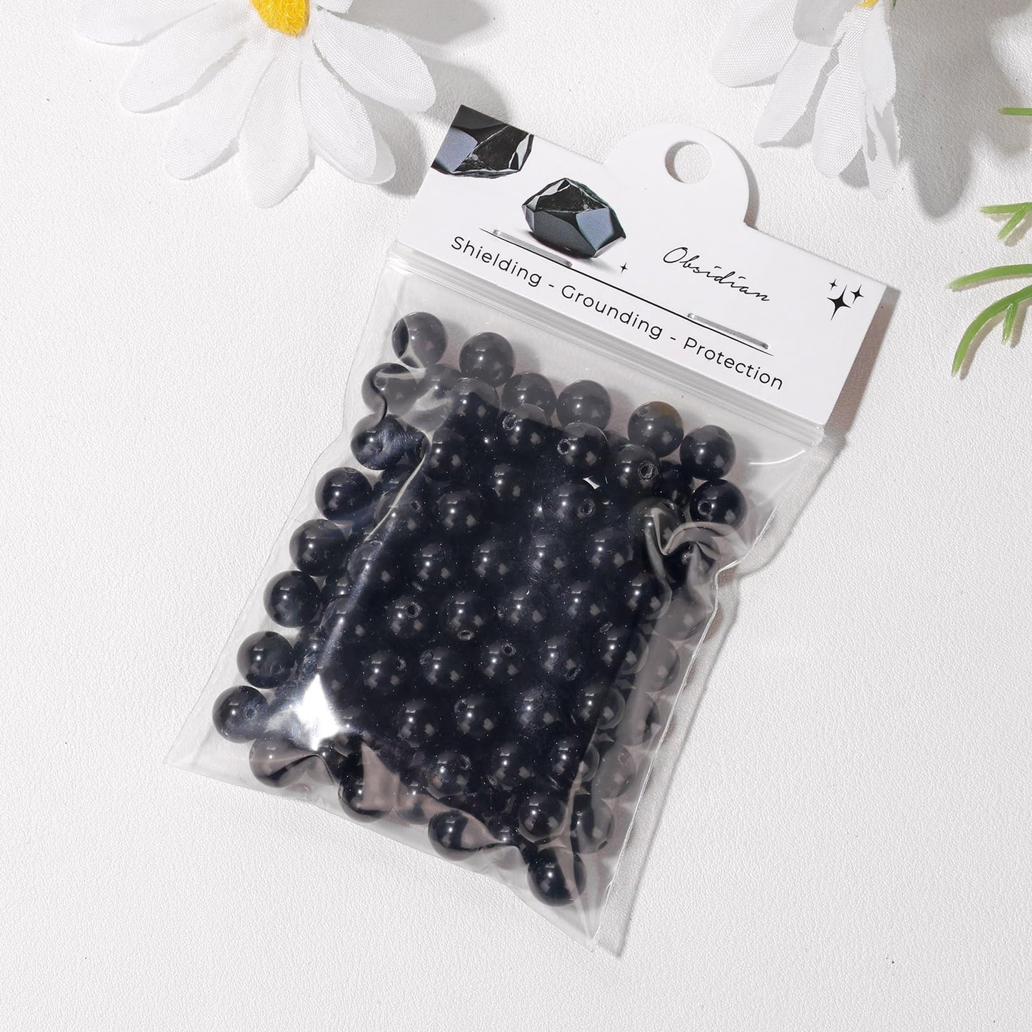 Raicegs 100pcs 8mm Obsidian Beads Natural Gemstone Beads Round Loose Beads for Jewelry Making DIY Bracelets Necklace