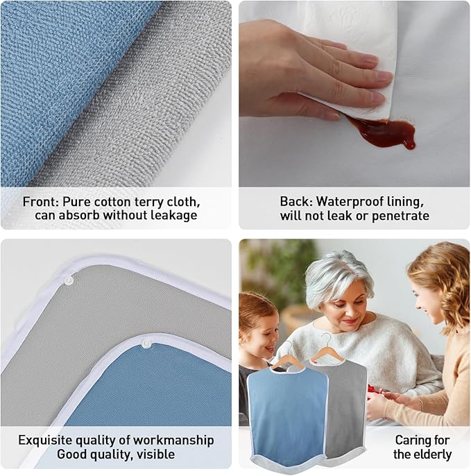Pozico Adult Bibs for Eating Women/Men/elderly Washable,Waterproof, Clothing Protectors & Adult Bibs with Debris Trap