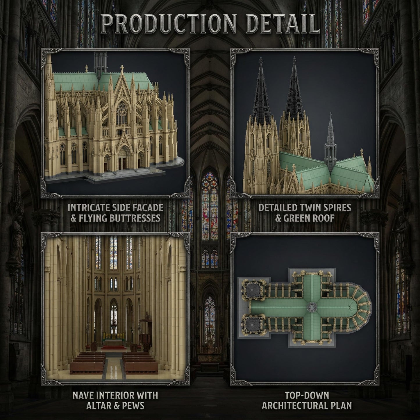 BBTiloBrix Cologne Cathedral Building Block Set, MOC Gothic Architecture Model, Advanced Building Kit, Authentic Replica of Germany’s Church Iconic Landmark, Large Display Dec for Adults(8614Pieces)