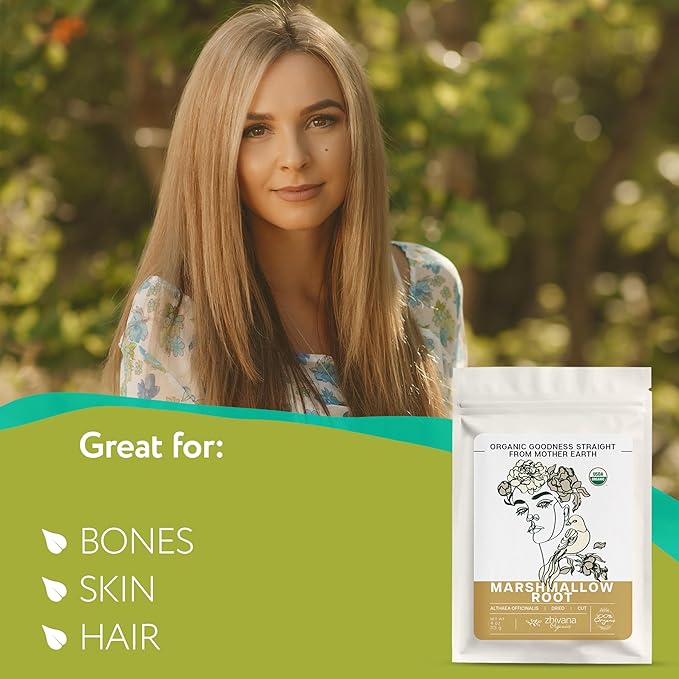Marshmallow Root Tea Organic (4oz.) - Marshmellow Root Herb (Althea Officinalis) - Throat Tea - Great for Gut Lining, Digestion, Respiratory Health - Blood, Bones, Skin, Hair – 4 Ounces
