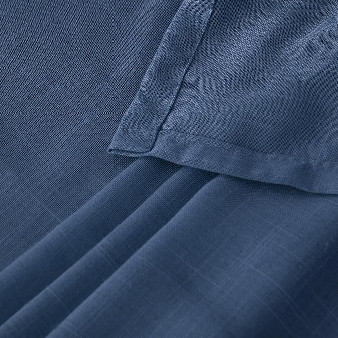 BGment Navy Blue Small Linen Curtains 36 Inch Length for Kitchen Window, Semi Sheer Drapes Lightweight for Bathroom Cafe Decor with Rod Pocket, 2 Panels Set, 30 Inch Wide