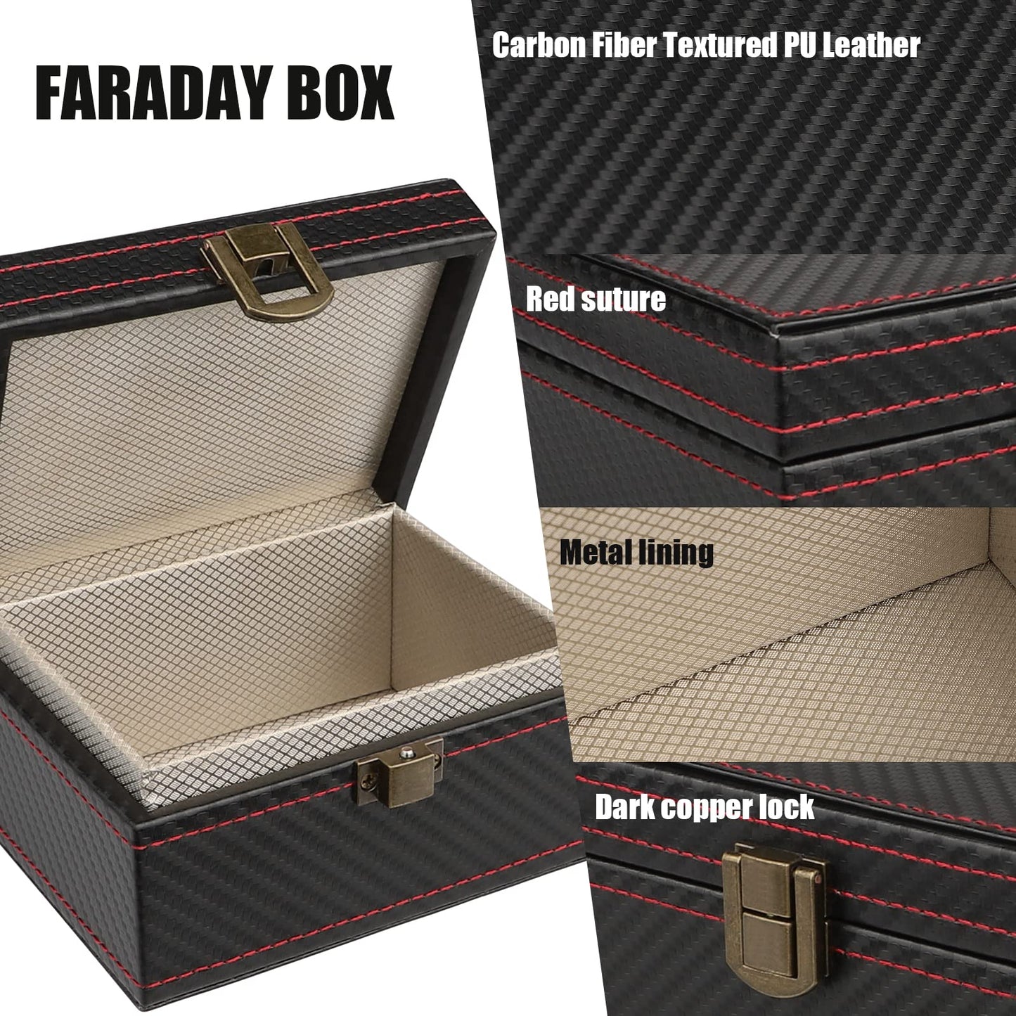 Diyife Faraday Box, RFID Box for Car Keys, Faraday Key Fob Protector Cage, Anti-Theft Key Fob Car Key Signal Blocking Shielding Box Gifts For Men, 4.6" x3.6" x2.5"