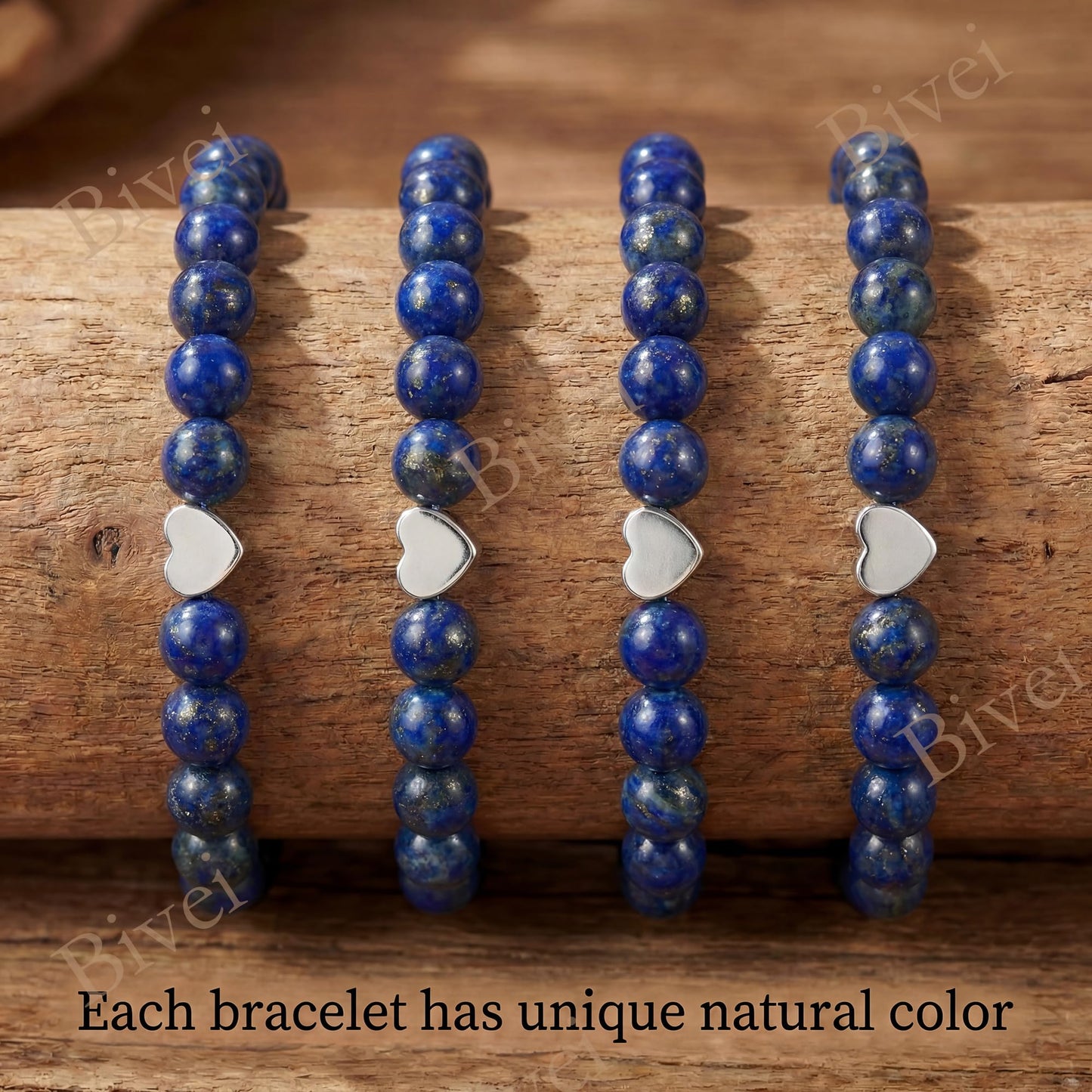 Bivei 6mm Lapis lazuli Crystal Stretch Bracelets for Women, Handmade Natural Stone Beaded Bracelet, Yoga Protection Jewelry Gift