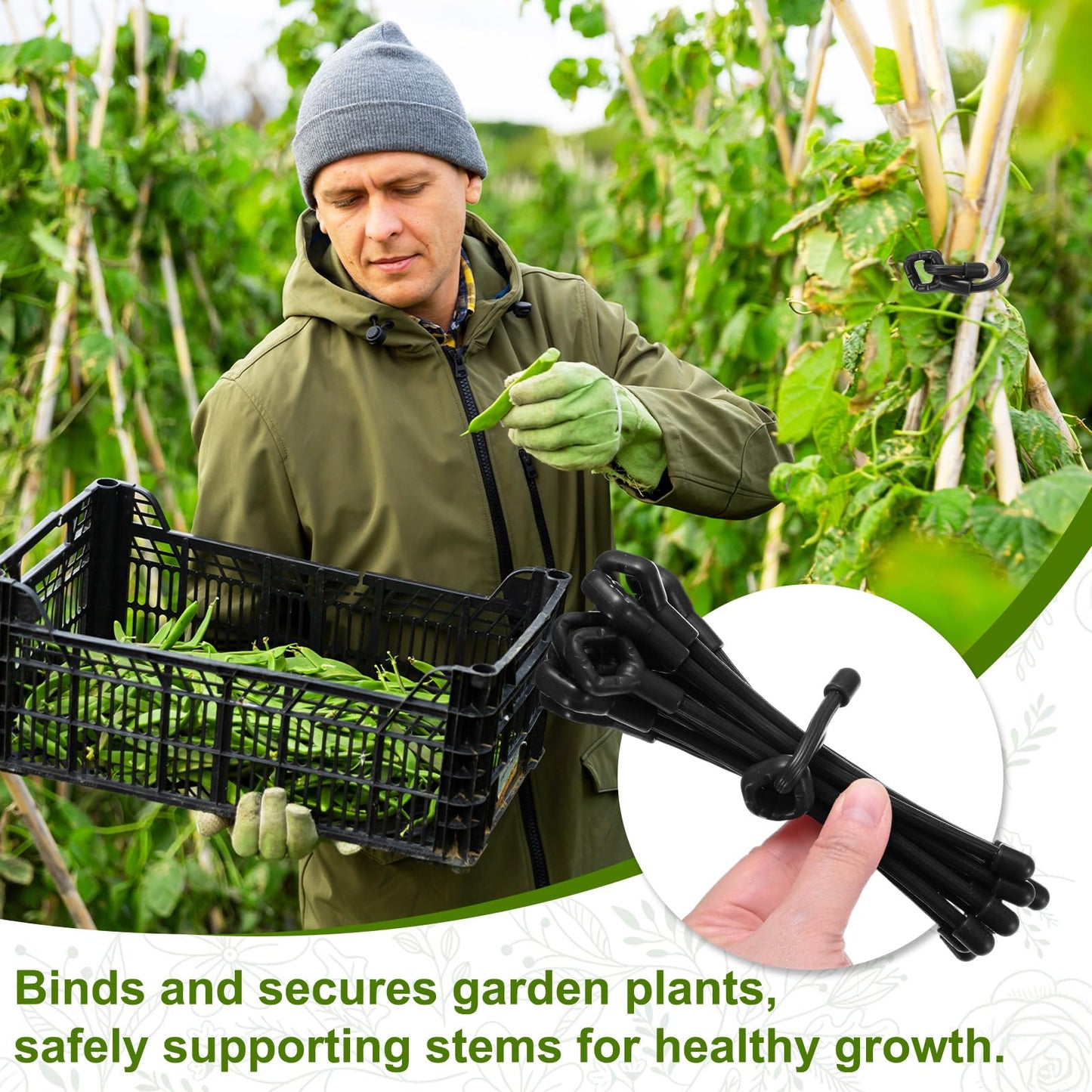 M METERXITY 12-Pack Adjustable Plant Ties, 3inch/7.62cm Silicone Flexible Multi-Function Sturdy Garden Twist Tie for Plant Support/Tree/Shrub/Vine, Reusable Support Twine [Black]