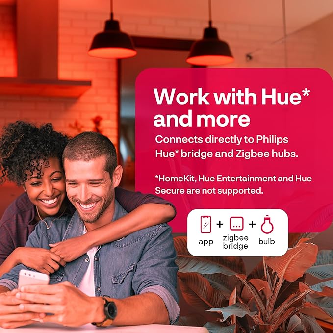 innr Zigbee A19 Smart Bulb, Works with Hue*, Alexa, SmartThings (Hub Required), White & Color, E26 LED Bulb, Color Changing Light Bulb, up to 16 Million Colors, Dimmable, 840 Lumen, 4-Pack