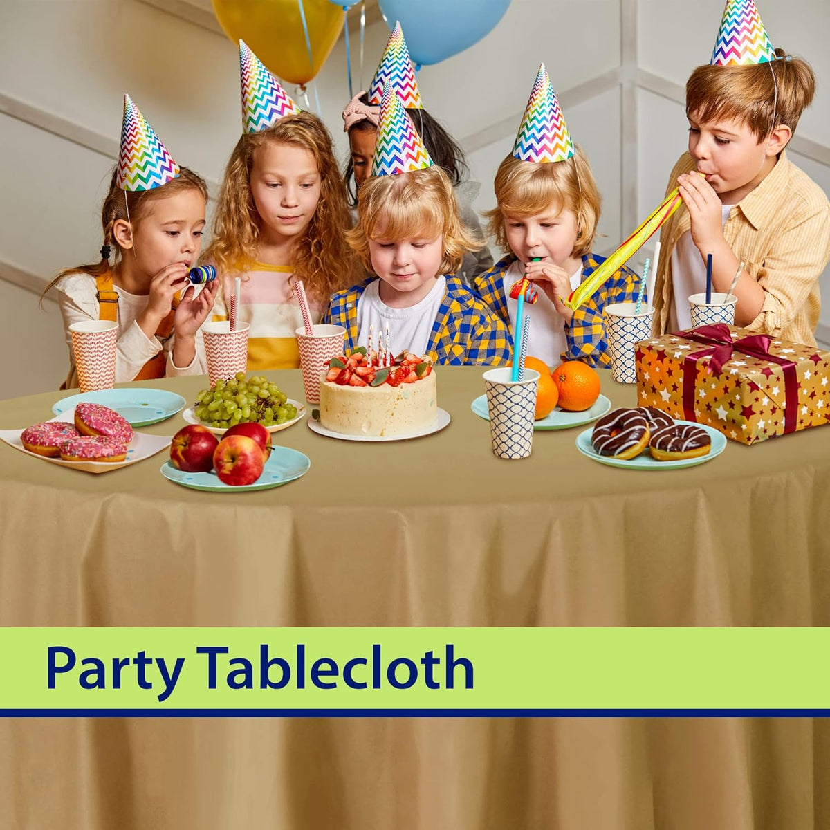 Gold Disposable Plastic Tablecloth for Round Tables (36 Pack) Table Cloths for Parties, Events & Weddings, Indoors & Outdoors, 84 inches, Plastic Table Cover