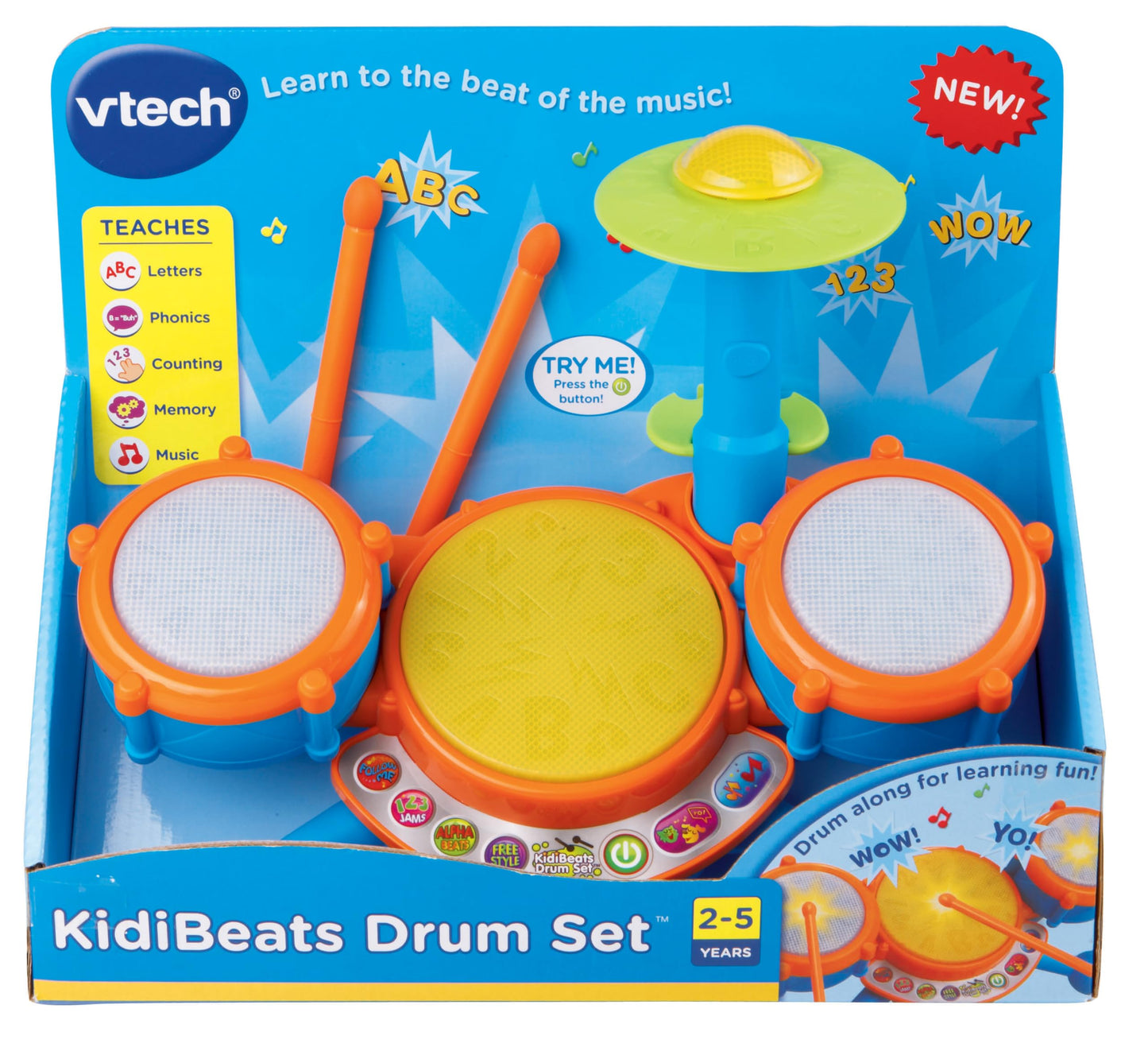 VTech KidiBeats Kids Drum Set, Orange