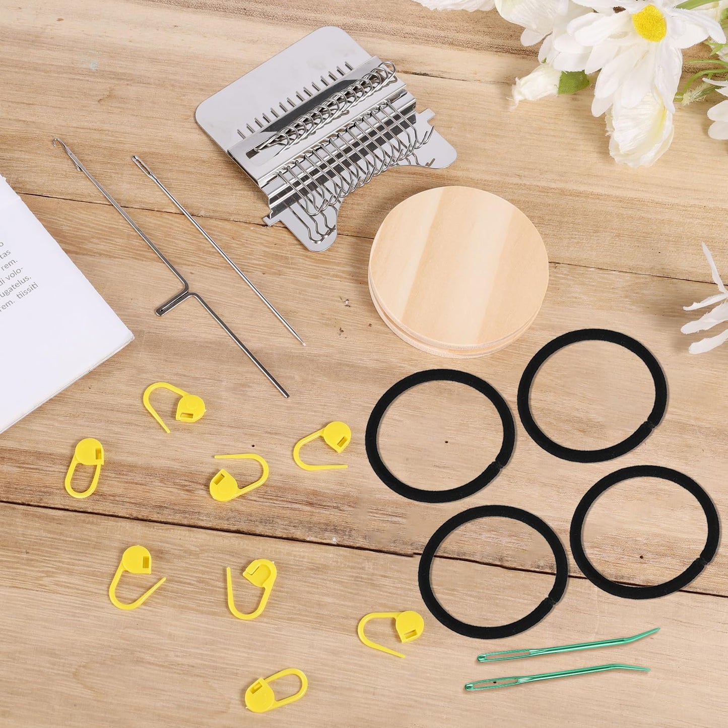 Darning Loom, Speedweve Weaving Repair Mini Loom Machine Small Darning Loom Tool for Beginners Quickly Knitting Mending Jeans Socks DIY Speed Weave Arts (14 Hooks, with Bend Needles)