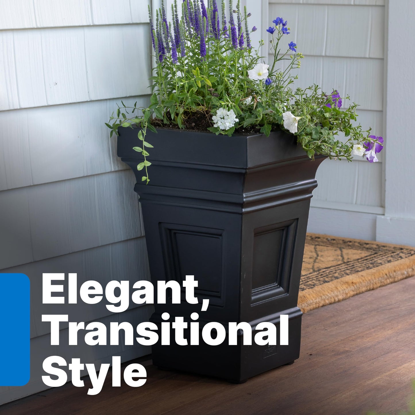 Step2 2-Pack 24" x 15.5" x 15.5" Atherton Square Planter Box and 39" x 24" x 19.5" Atherton Large Planter Box, Black