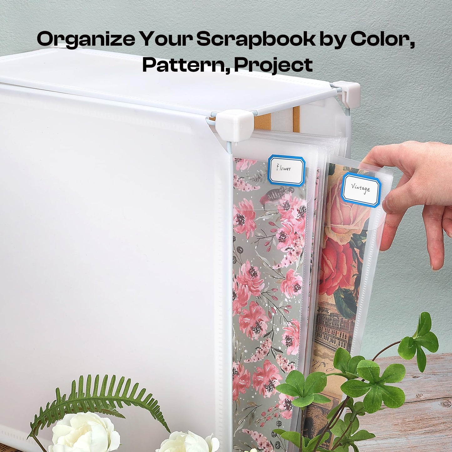 Csyidio 10 PCS 12 x 12 Inch Scrapbook Paper Storage Organizer with Label Stickers, Clear Paper Storage Bag for Holding Scrapbooking, Vinyl, Photos and File Enclosed Storage