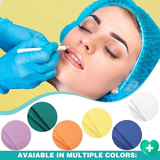 Newwiee 750 Pcs Disposable Dental Bibs Bulk Waterproof Tattoo Sheet Patients for Lash Nail Art Tray Cover 13" x 18"(Yellow)