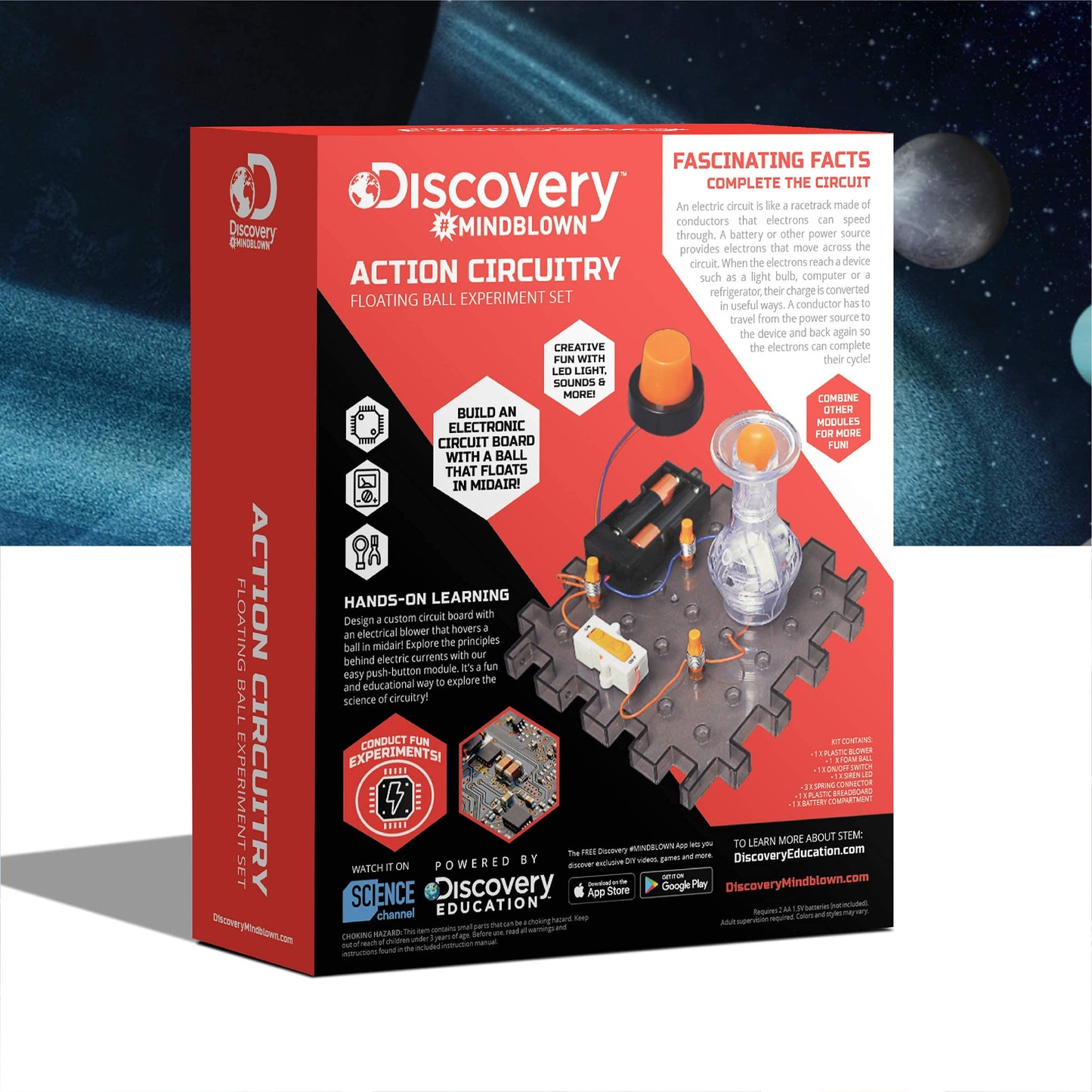 Discovery #MINDBLOWN Action Circuitry Electronic Experiment Mini STEM Set, Build-it-Yourself Engineering Toy Kit, Explore The Science of Motion, Floating Ball Experiment, Great Gift for Kids Ages 8 +