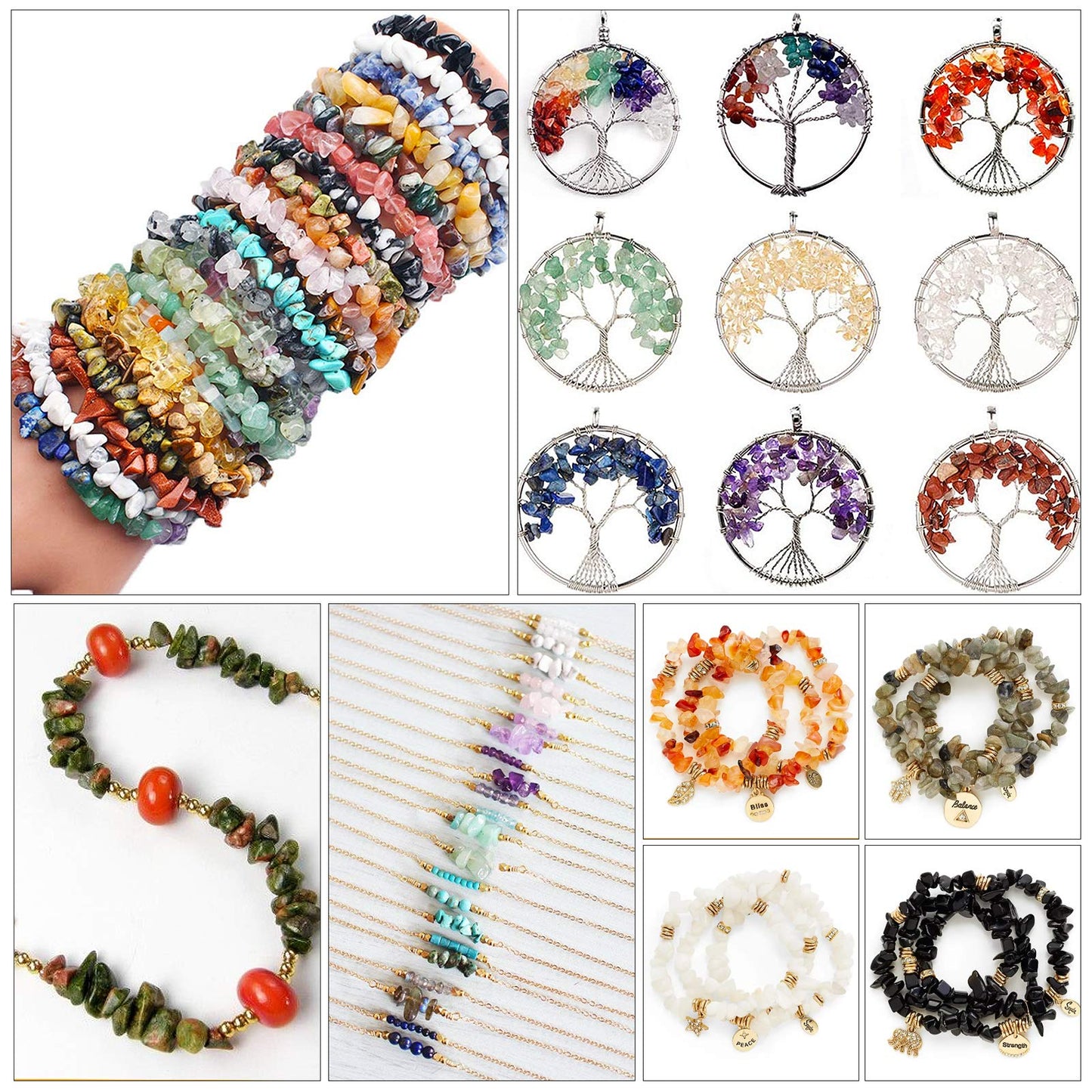 500 pcs Natural Chip Stone Beads, Black Rutilated 5-8 mm Irregular Gemstones Healing Crystal Loose Rocks Bead Hole Drilled for Jewelry Making Bracelet