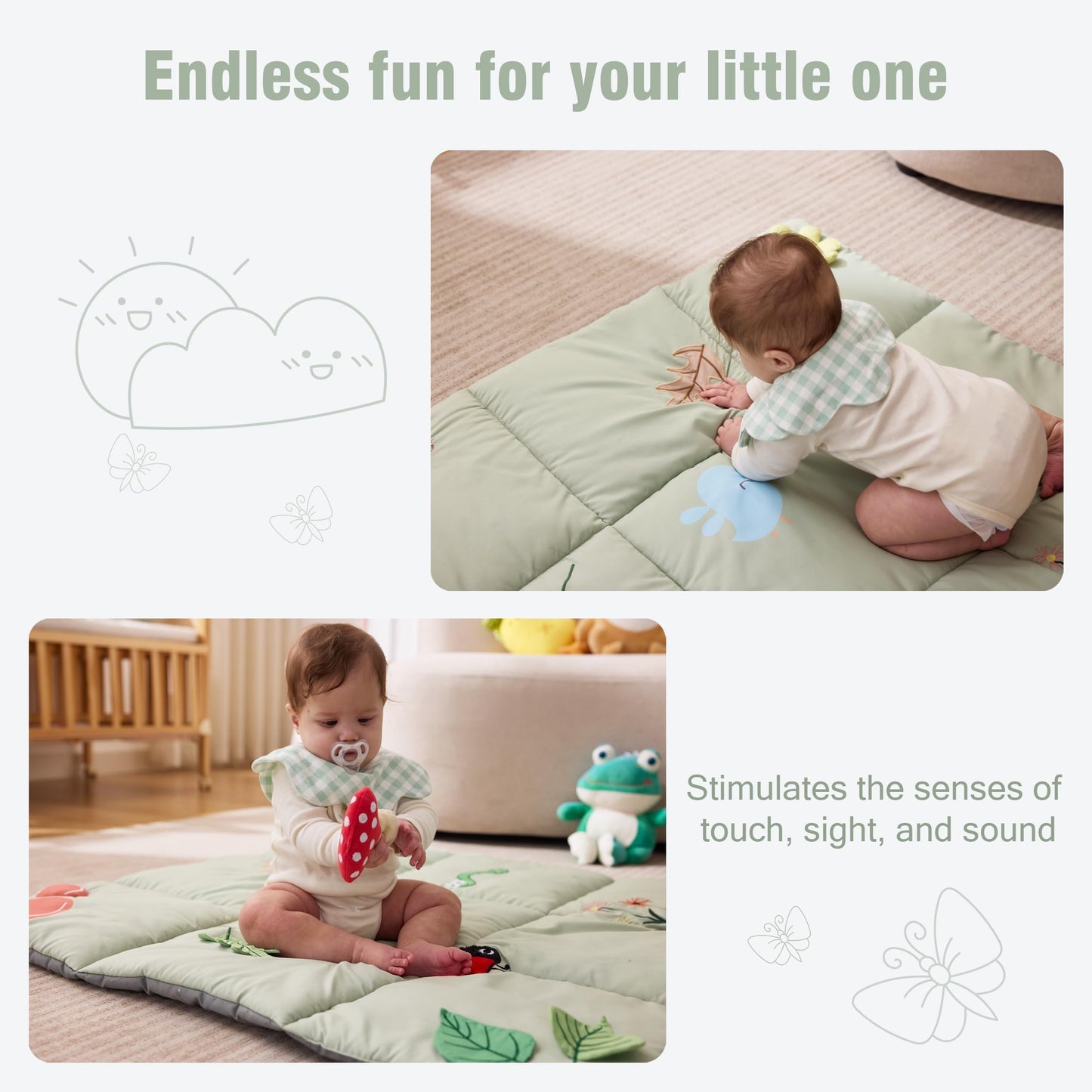 UTEX Premium 9-in-1 Tummy Time Mat, Baby Play Mat, Soft Sensory Mat for Infants, Newborn Essentials Gift