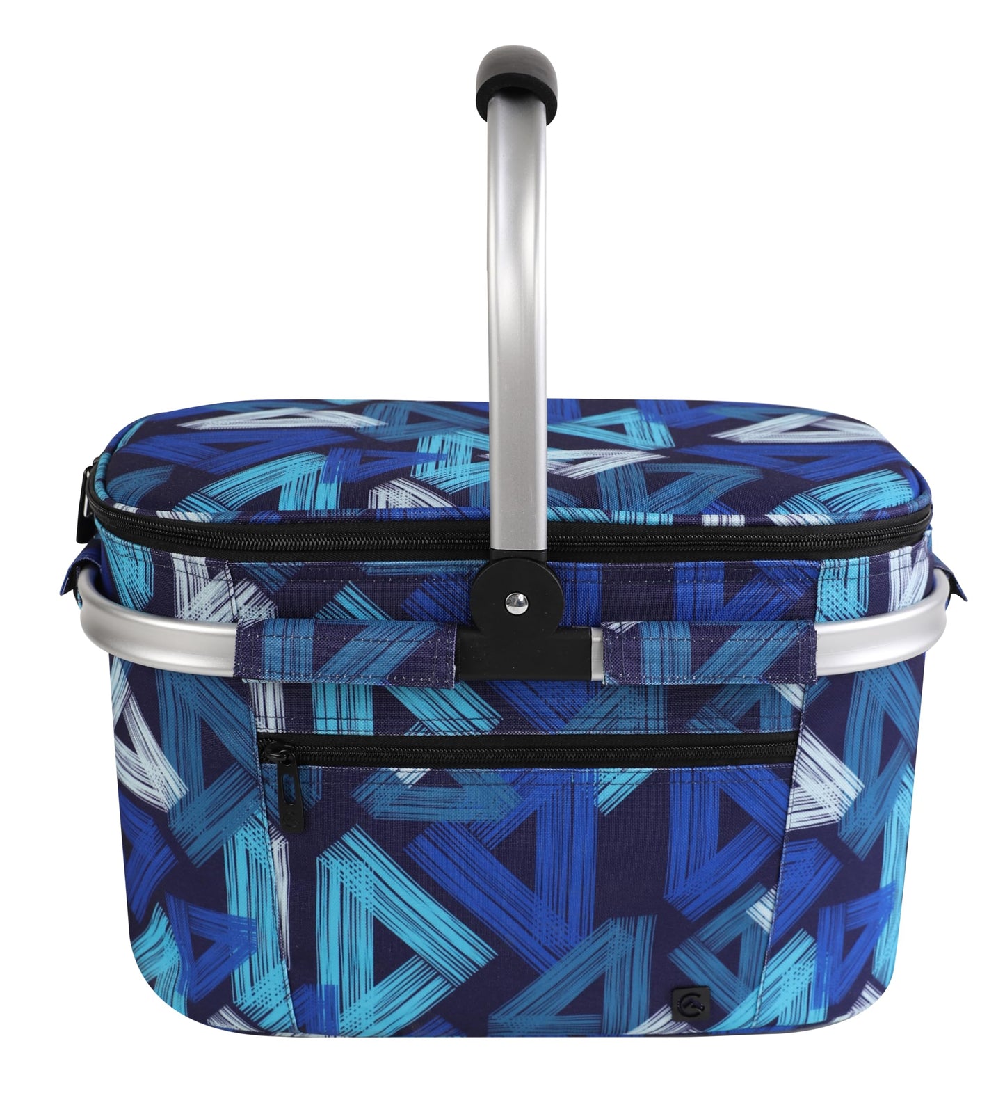ALLCAMP Picnic Basket - Insulated Cooler, Thickening Foldable Picnic Basket with Removable Baskets & Sewn-in Frame, Basket for House Warming Gifts New Home(Triangle Pattern)