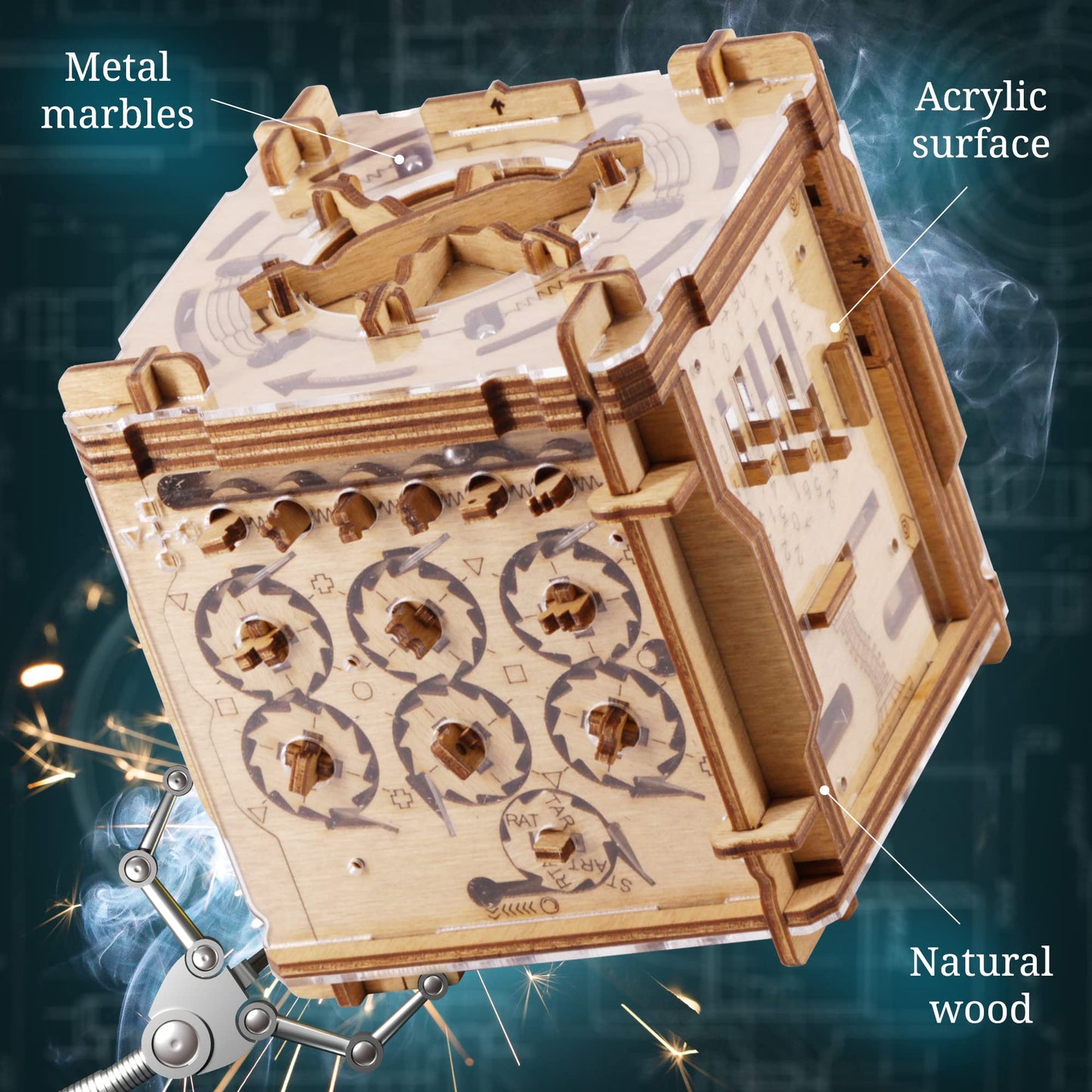 iDventure Cluebox Cambridge Labyrinth | Wooden Escape Room Puzzle Box | Engaging Brain Teaser with Hidden Money Compartment | Unique Gift for Adults