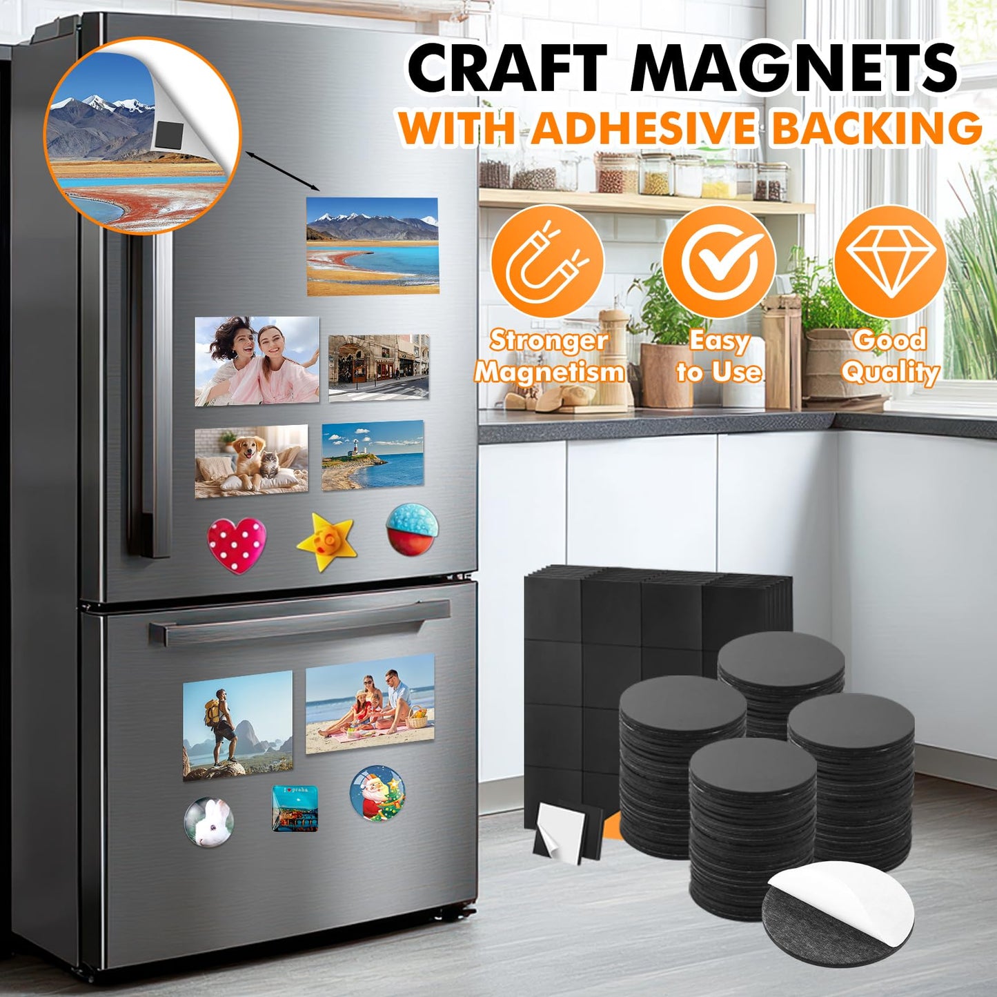 Aertiavty Round Magnets with Adhesive Backing, 120 Pcs 2" Fridge Magnets, Adhesive Magnet Dots, 80 Mil Sticky Magnets for Whiteboard, Refrigerator, Crafts, Easy Peel and Stick
