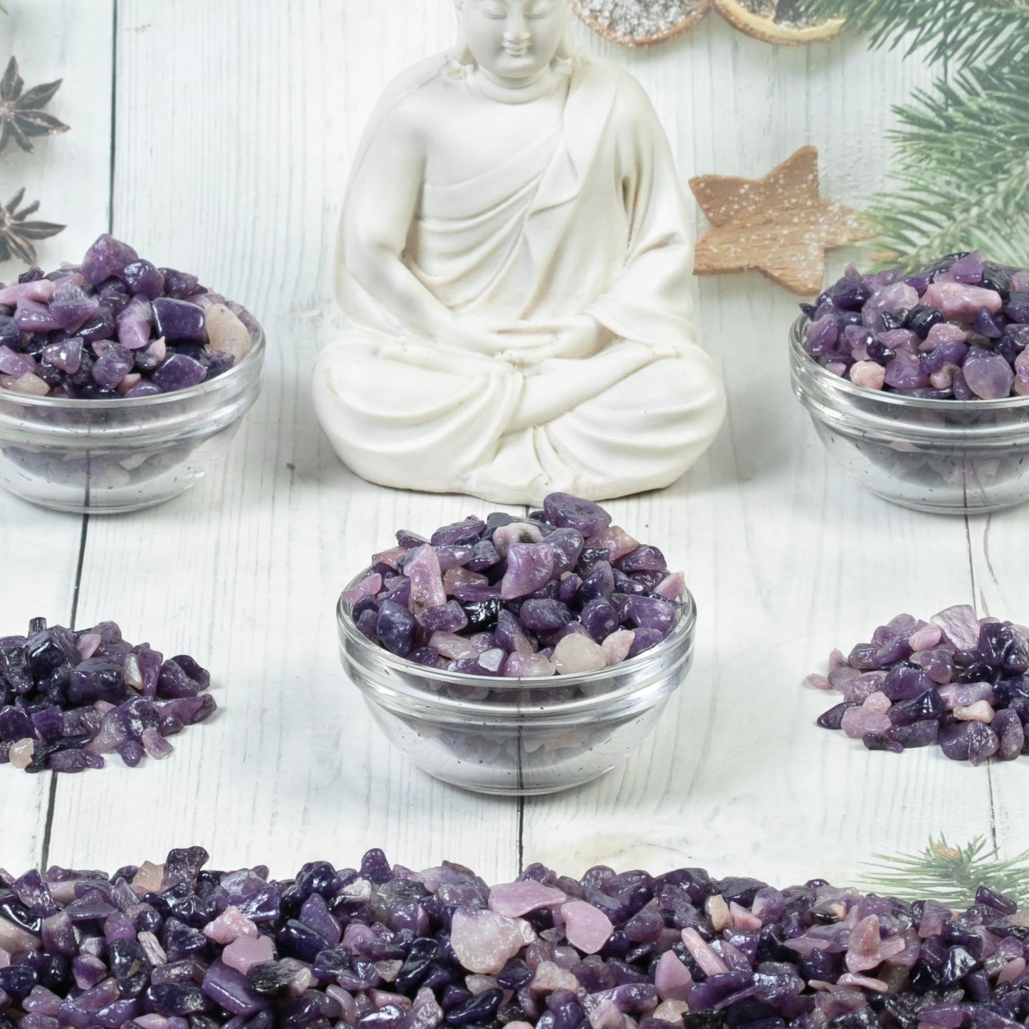 ZAICUS Lepidolite Crystal Chips Bulk Gemstone Valentine Gift, Healing Crystal Natural Irregular Shaped Crushed Stone Reik Healing Tumbled Chips Crystal Chips for Witchcraft & 1 Lb
