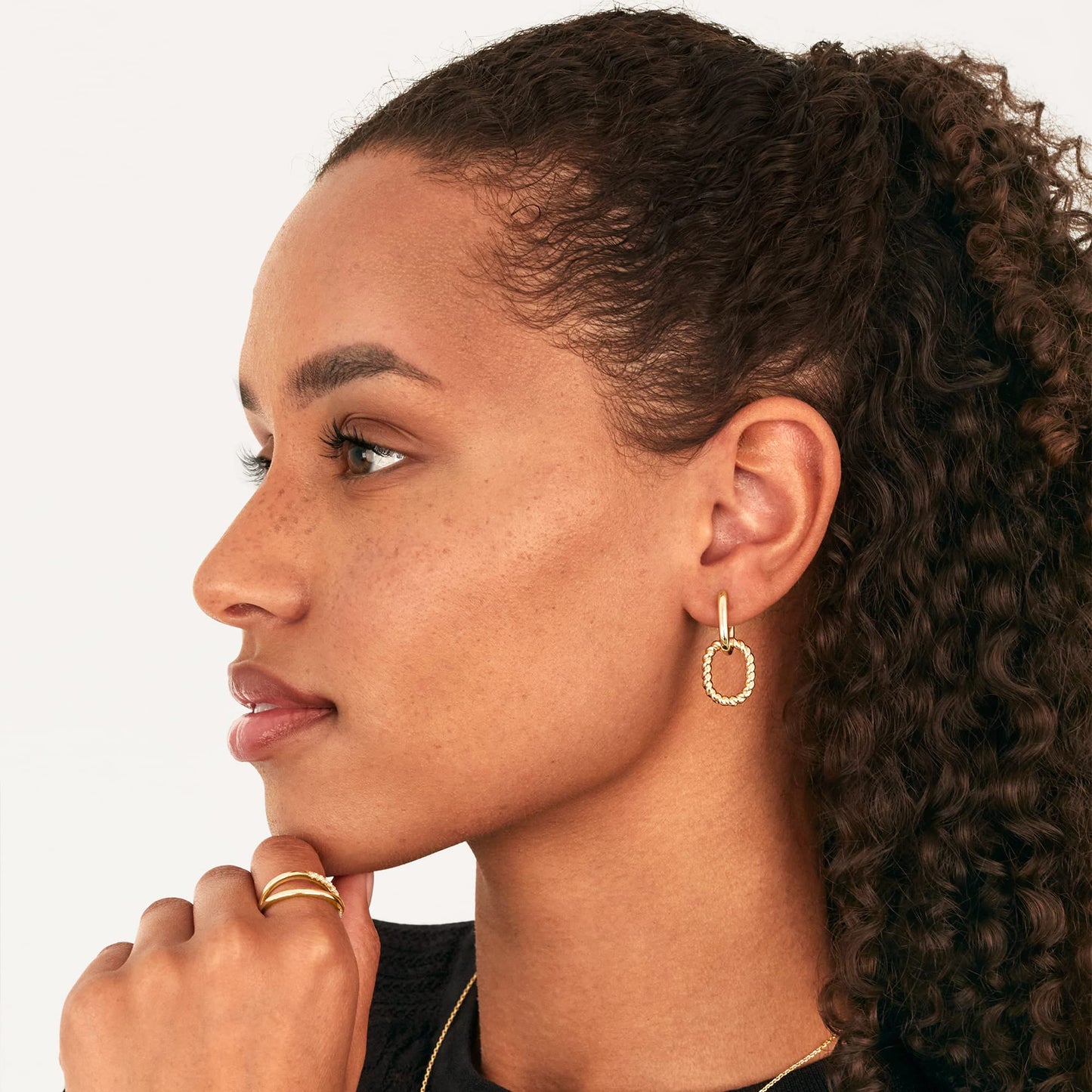 PAVOI 14K Yellow Gold Plated Convertible Twisted Rope and Plain Paperclip Link Earrings for Women - Braided Drop Dangle Huggie Hoop Earrings