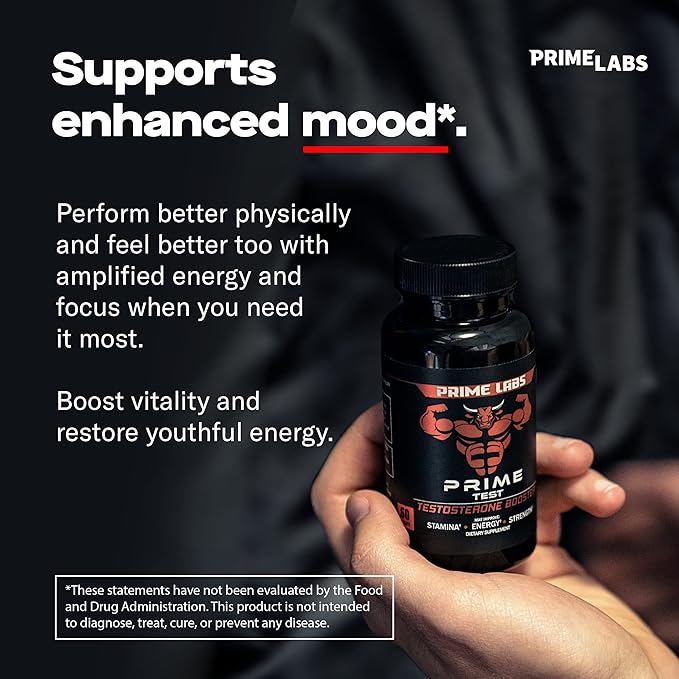 Prime Labs Men's Testosterone Booster (2-Pack) - Stamina, Endurance, & Strength - 120 Caplets