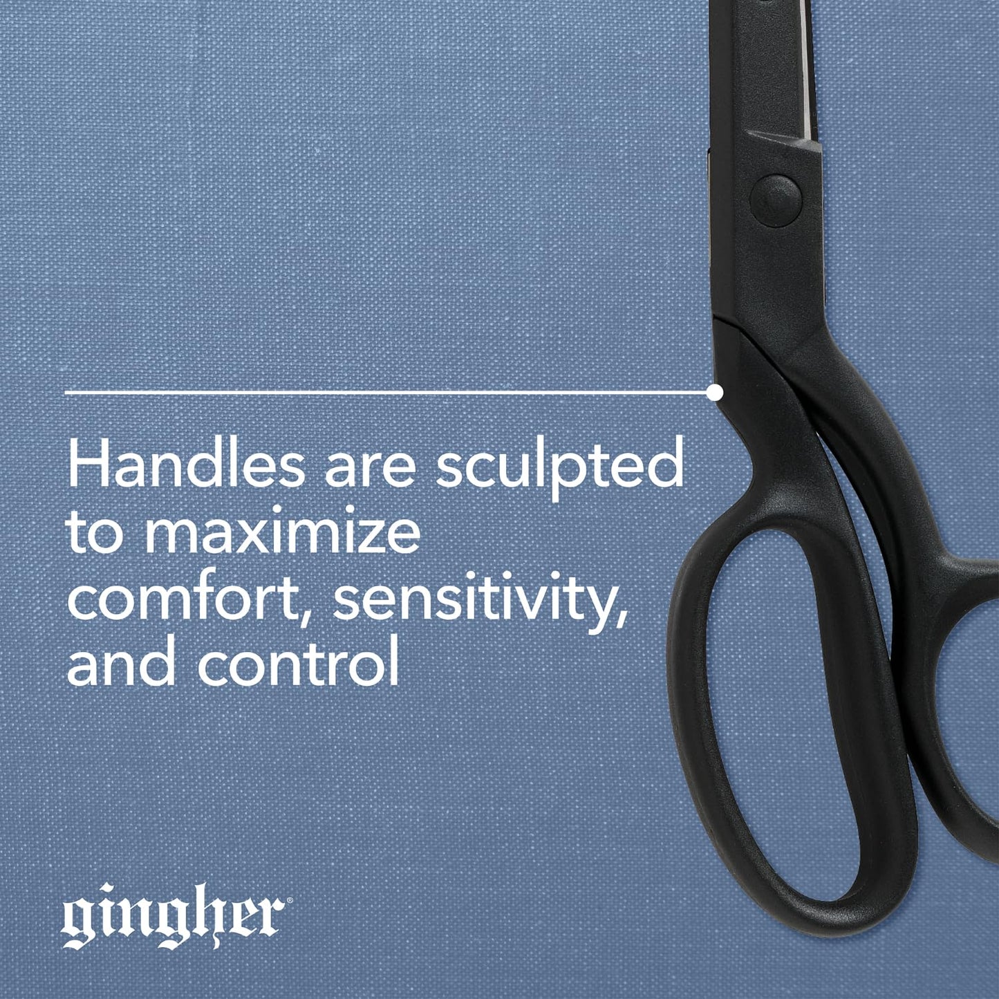 Gingher Featherweight Bent Handle Scissors - 8" Stainless Steel Shears - Sharp Fabric Scissors - Black