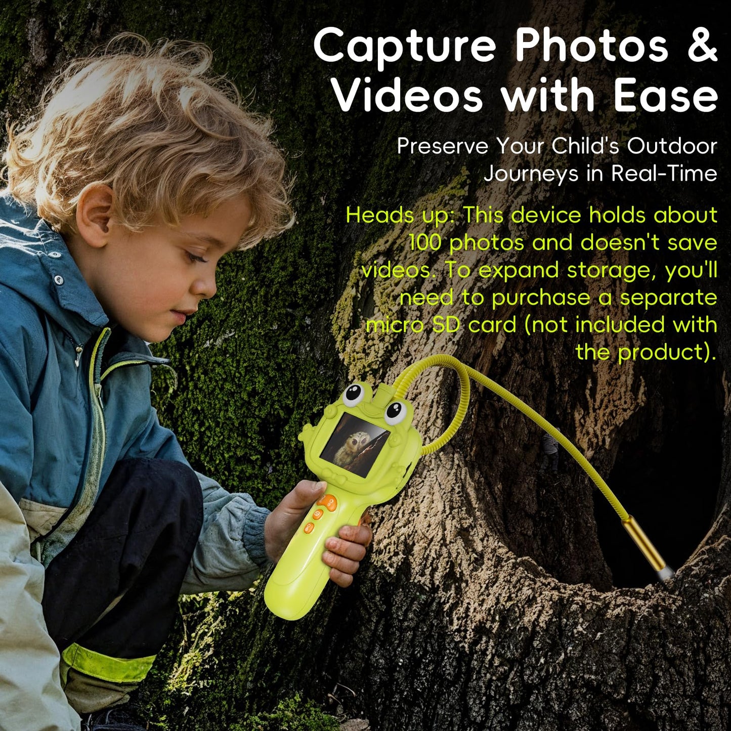 Kids Borescope Borescope Camera Toy with Light for Kids - STEM Science Educational Toy for 4 5 6 7 8 9 10 Years Old Boys Girls Birthday Gift, Snake Scope Camera for Outdoor Camping Nature Exploration