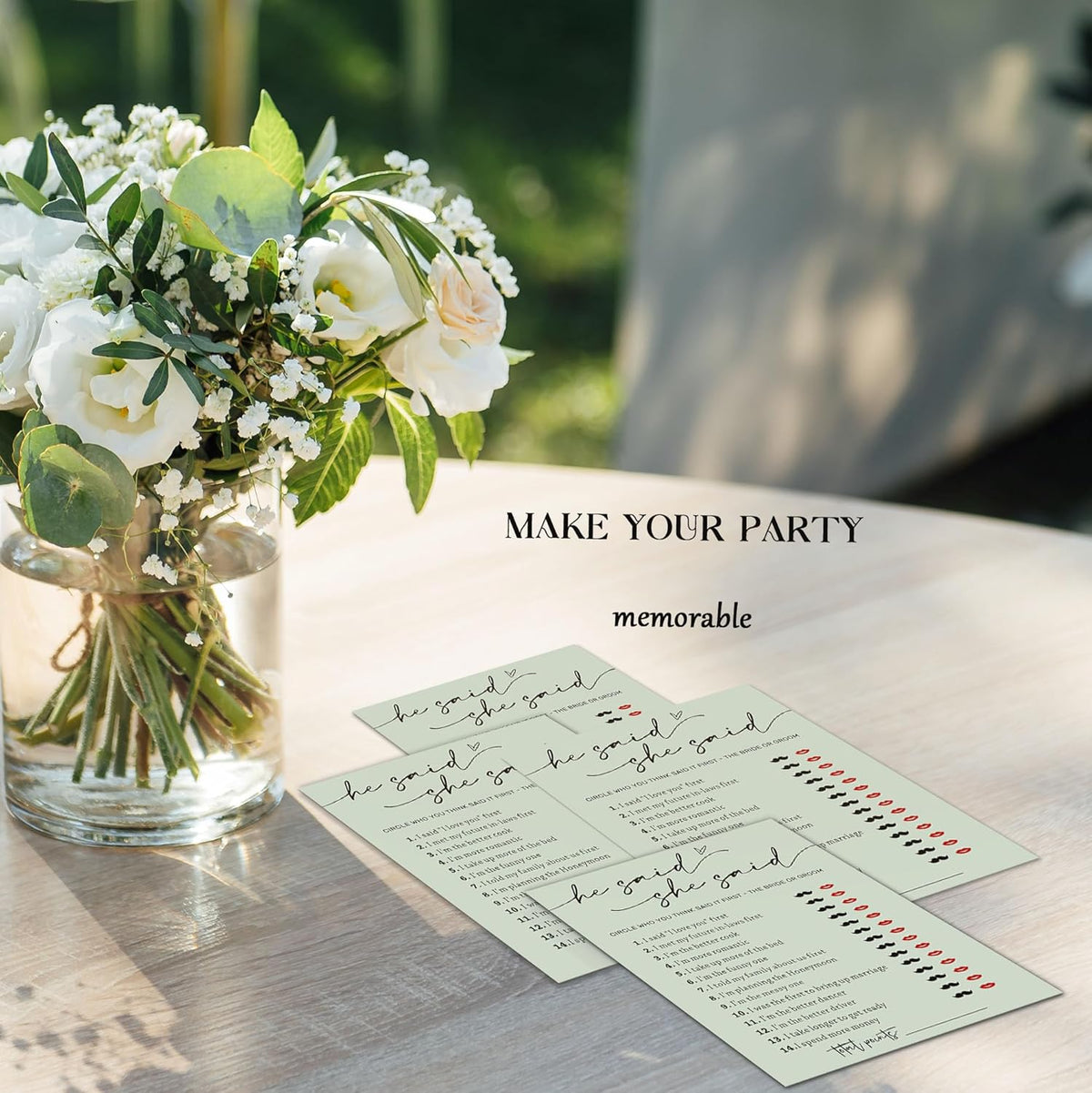 Bridal Shower Games, He Said She Said Game, 25Pcs Minimalist Sage Green Bridal Game Cards, Wedding Shower Games for Guests, Engagement Bachelorette Party Supplies