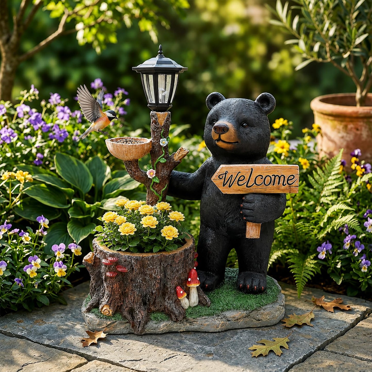 Rustic Black Bear Succulent Planter - Weather-Resistant Resin Animal Flower Pot, Unique Cabin Lodge Decor for Indoor Outdoor, Small Plant Container for Succulents Cactus, Perfect Father's Gift Idea
