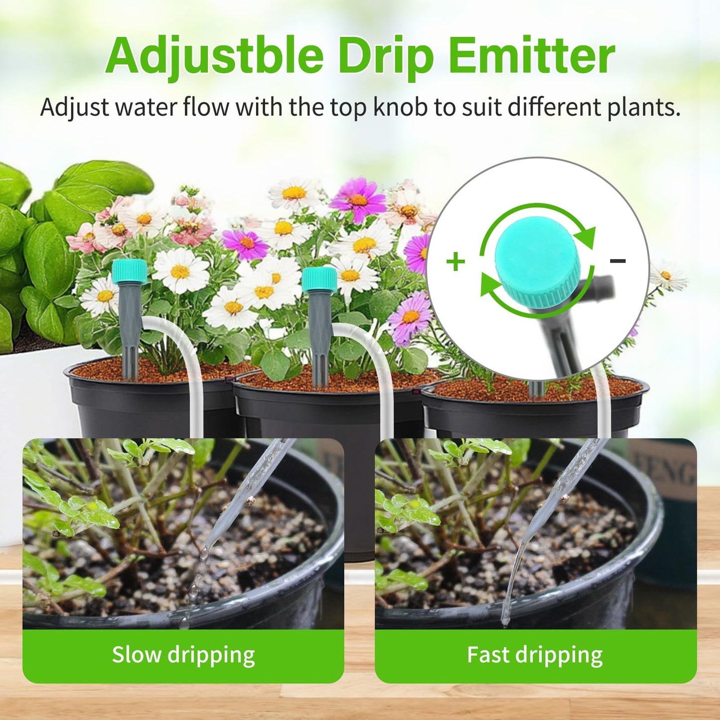 Automatic Indoor Plant Waterer, Dual Pump Drip Irrigation System with Timer, 20 Adjustable Drippers, Self Watering for Potted Plants, Easy Setup