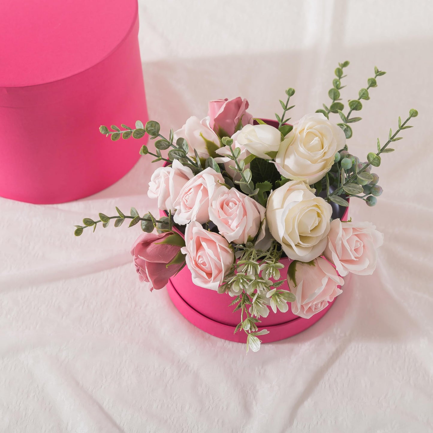 Soul & Lane Round Boxes for Flower Arrangements - Set of 3 - Pink, Cardboard Gift Boxes with Lids, Nesting Floral Circle Storage Containers for Presents and Flowers