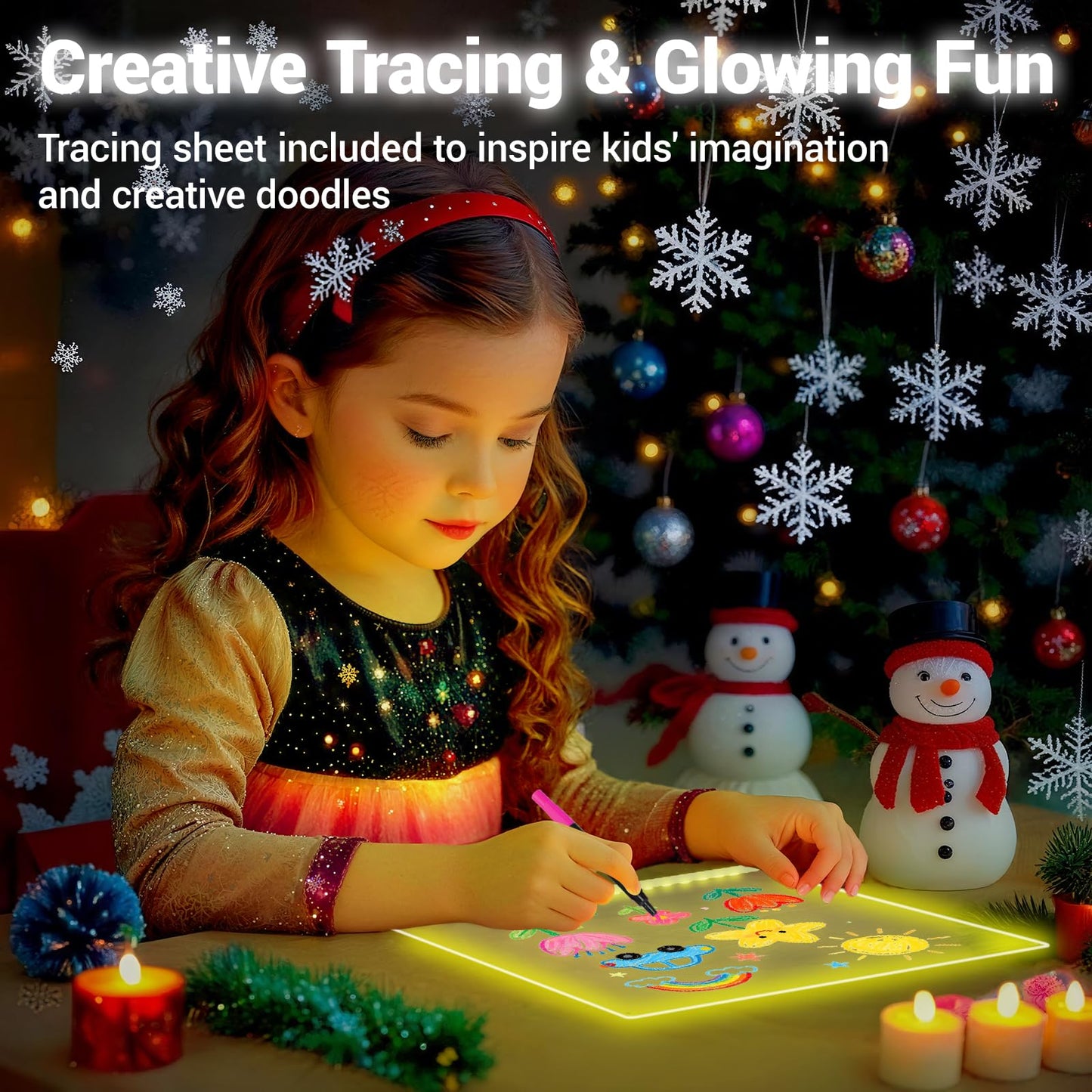 Doodle Glow, LED Note Board with Colors, 14.1"x10.9" LED Drawing Board, Acrylic Dry Erase Board, 16M-Color LED Light-Up Memo Board w/Music Sync, APP & Remote, Stand & 7 Markers, Neon Glow Display