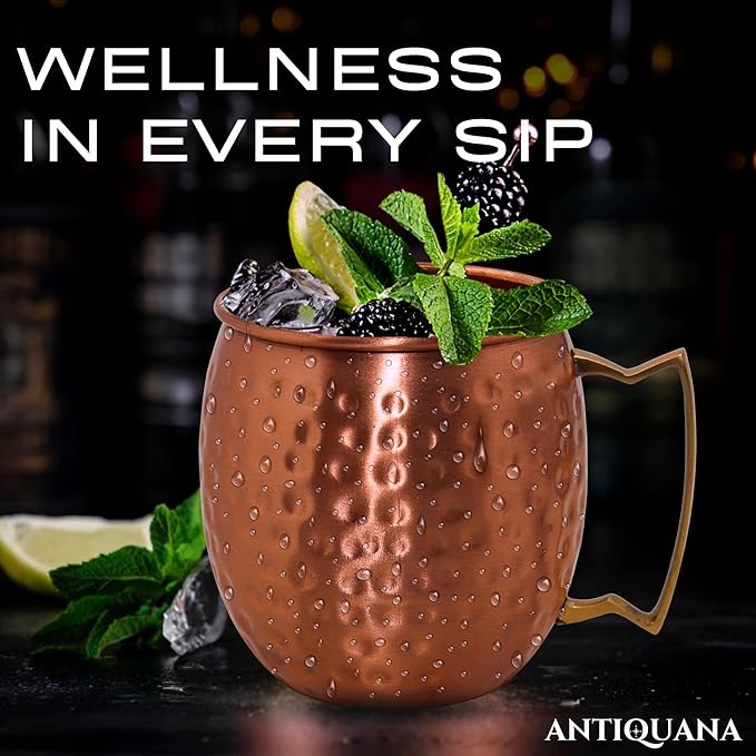 Moscow Mule Mugs - Set of 4-100% Pure Copper Mugs Large 16 oz - Premium Moscow Mule Cups Set of 4 - Solid Copper Cups Perfect Premium Gift (Brass Handle)