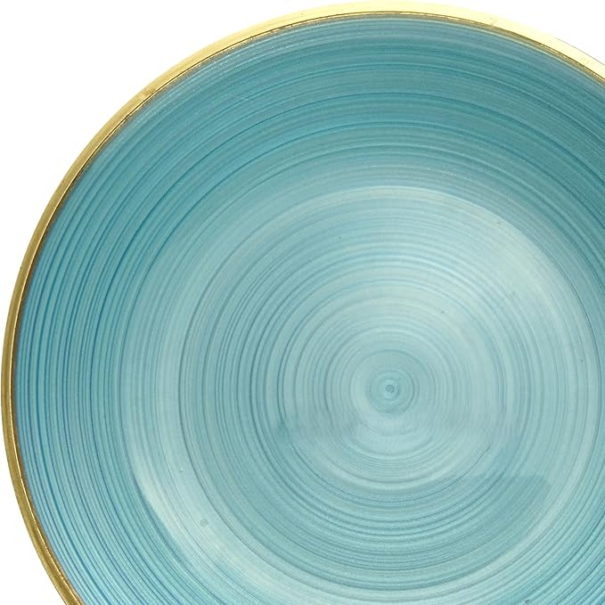 " OCCASIONS " 100 Plates Pack,(50 Guests) Premium Wedding Party Disposable Plastic Plates Set -50 x 10'' Dinner + 50 x 7'' Salad/Dessert (Belize in Blue & Gold)