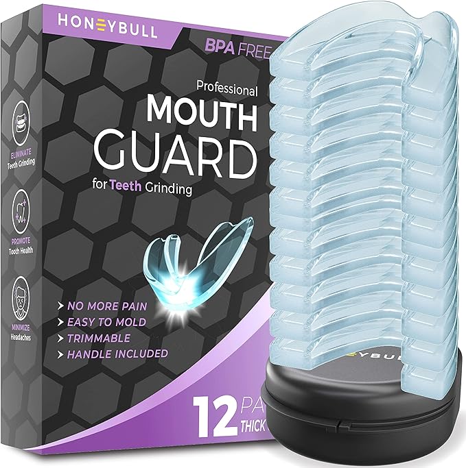 HONEYBULL Anti Grinding Guard Set [12 Pack - Thick] Comes in Bigger Size for Heavy Grinding | Comfortable Custom Mouth Guard for Nighttime Teeth Grinding