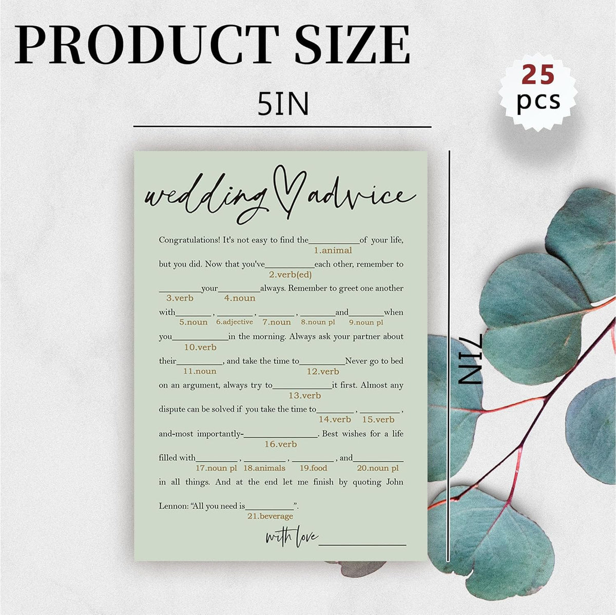 Bridal Shower Games, Wedding Advice, 25Pcs Minimalist Sage Green Bridal Game Cards, Wedding Shower Games for Guests, Engagement Bachelorette Party Supplies