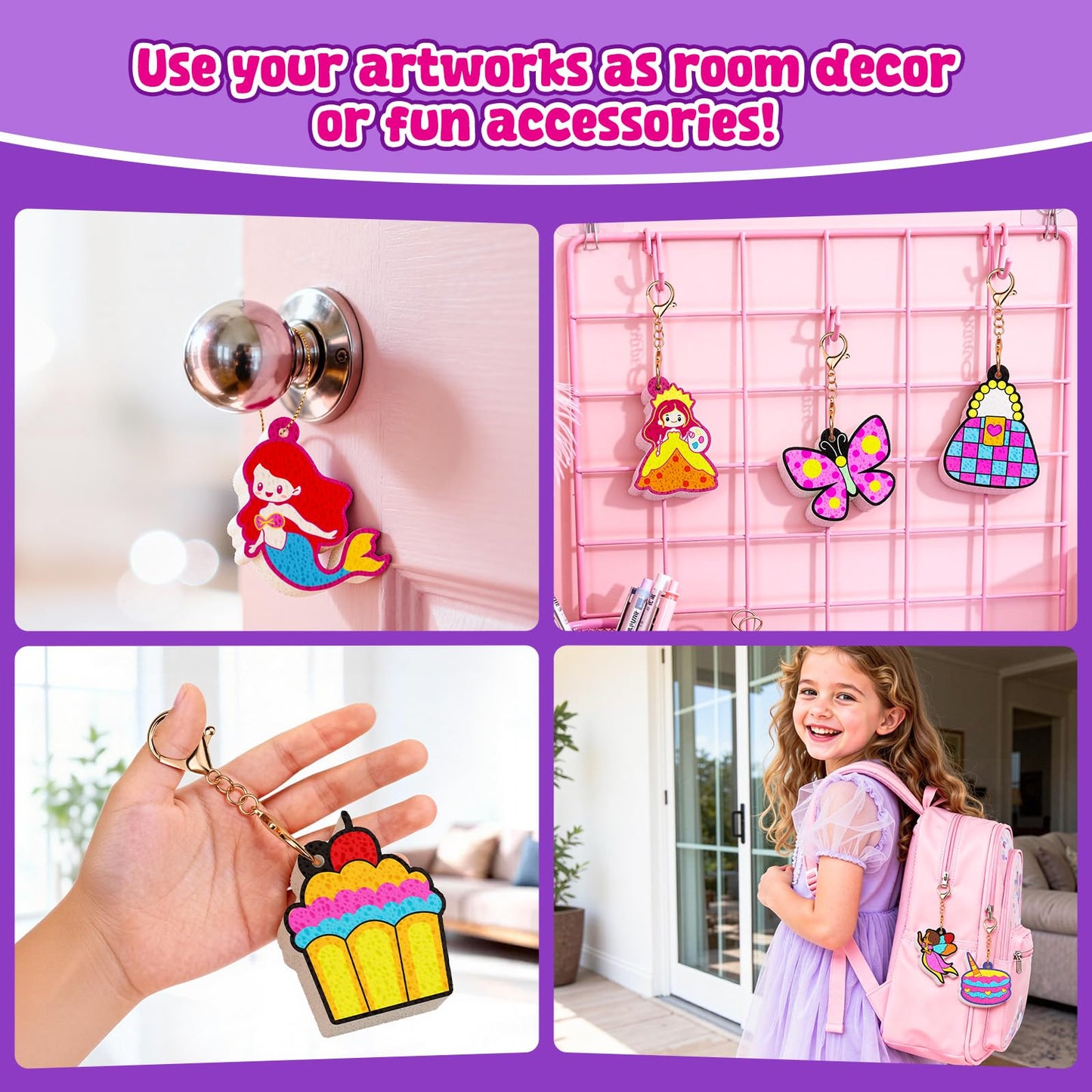 JoyCat Art Kit- 3D DIY Foam Texture Painting Kit, Unicorn & Princess Magic Puffy Paint Kit, Easter Basket Stuffers, Craft Kits for Kids, Creative Gift for Girls & Boys Ages 4, 5, 6, 7, 8, 9, 10