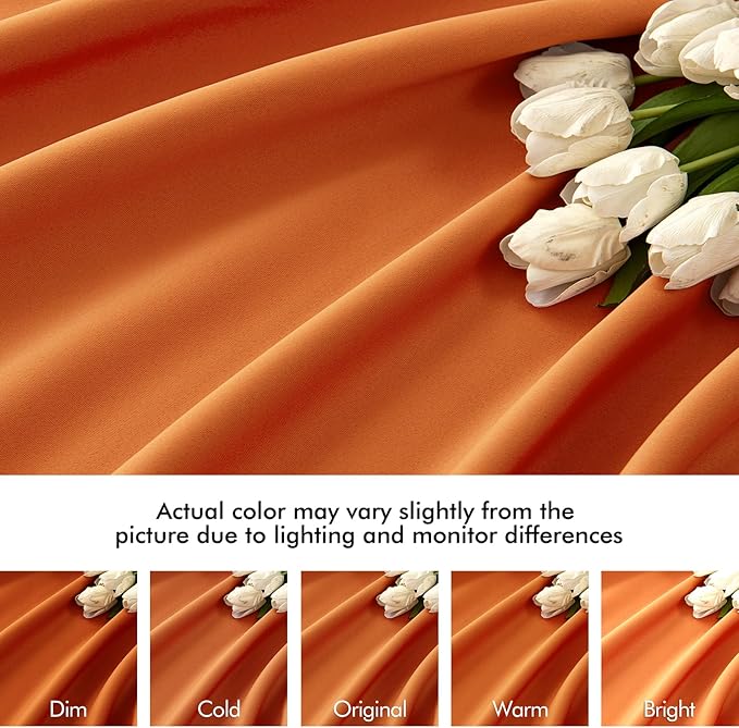 MIULEE 2 Panels Orange Back Tab Blackout Curtains 84 Inch Length for Living Room Bedroom Privacy, Rod Pocket/Pinch Pleated Fall Thermal Insulated Room Darkening Light Blocking Curtains 84 Inches Long
