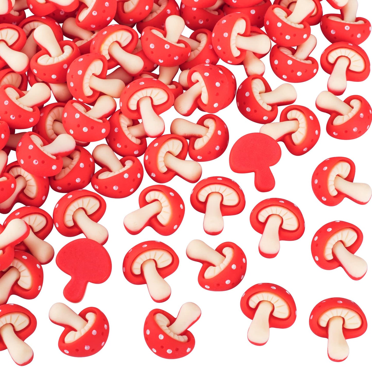 PAGOW 50 pcs Mini Cute Resin Mushroom Decorative Creative Flatback Cabochons Red Sliced Charm DIY Scrapbooking Embellishment Craft Making Phonecase Hairpin Hair Clip Jewelry