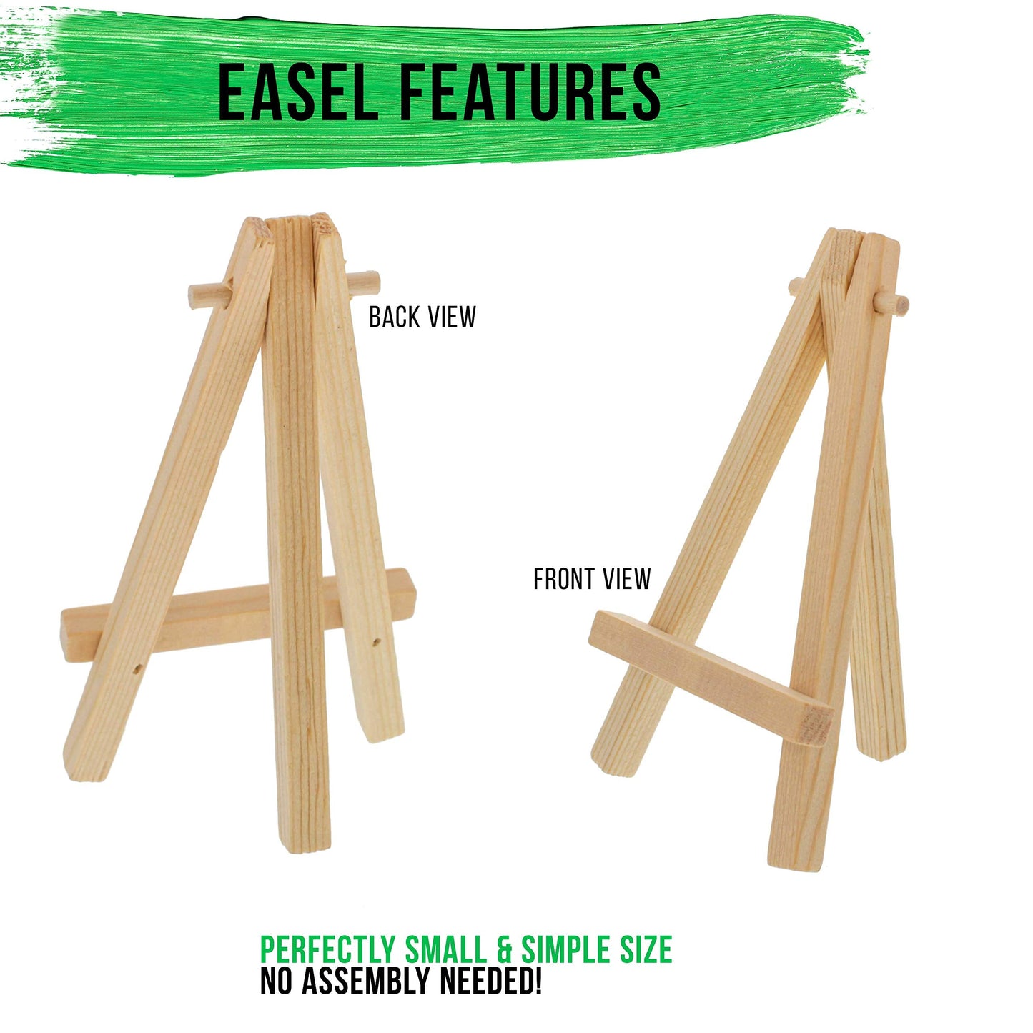 U.S. Art Supply 8" High Small Natural Wooden Easel (6 Pack), A-Frame Canvas Stand Tripod, Small Painting Easels - Tabletop Easel for Painting, Canvases, Student Crafts, Event Signs Photos