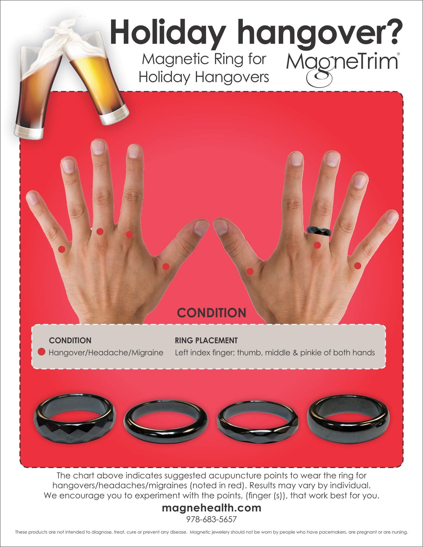 Hangover Ring-Magnetic Hematite 6mm Band Ring (7)