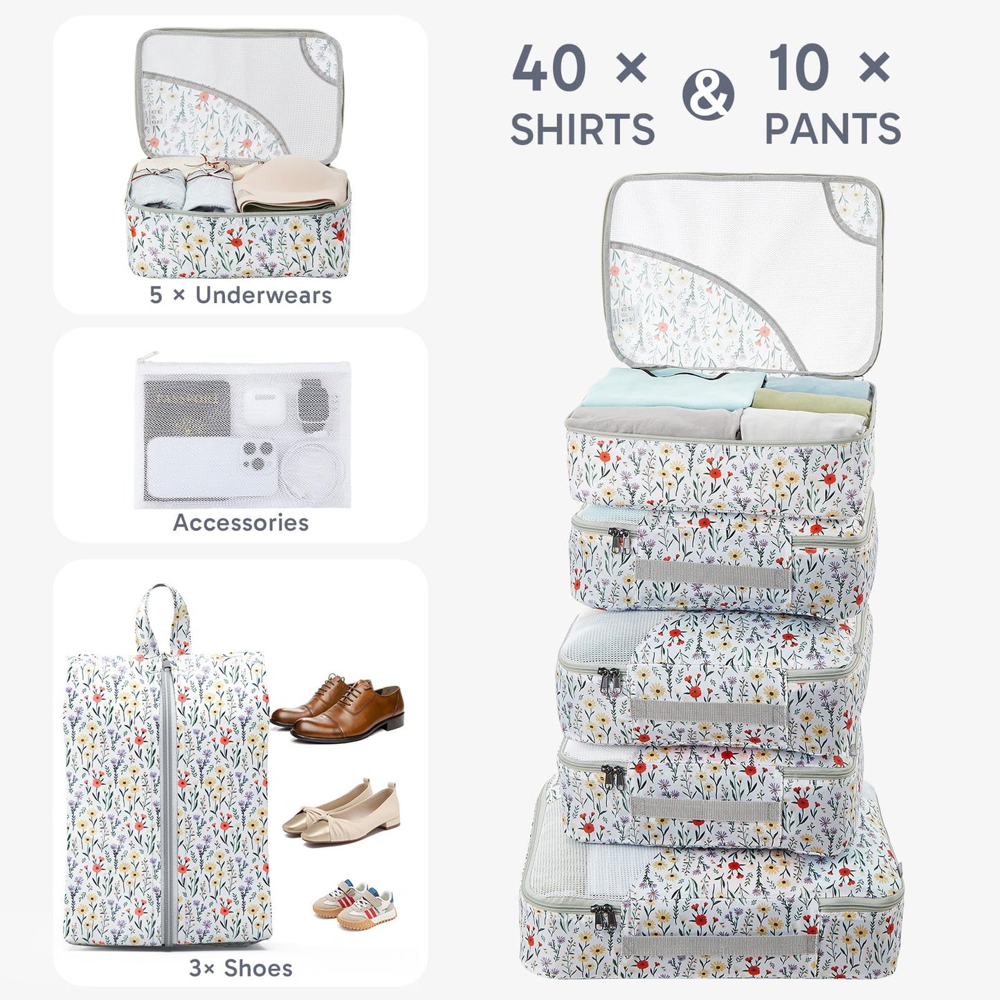10 Set Packing Cubes for Travel, Gifts for Women Mom,Anti-Tearing Suitcase Organizer,OlarHike Vacation Essentials & Accessories for Cruise Ship
