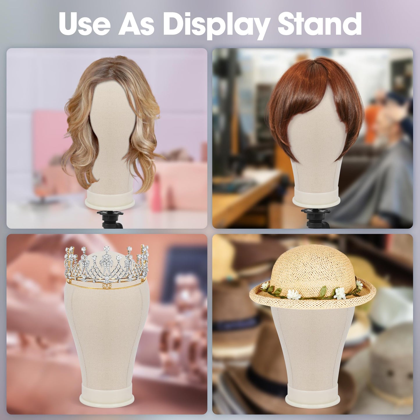 Klvied 22 Inch Cork Canvas Block Head Mannequin Head for Wigs, Wig Head Stand for Display Styling Wigs Making Kit ，Including Doll Head Storage Bag