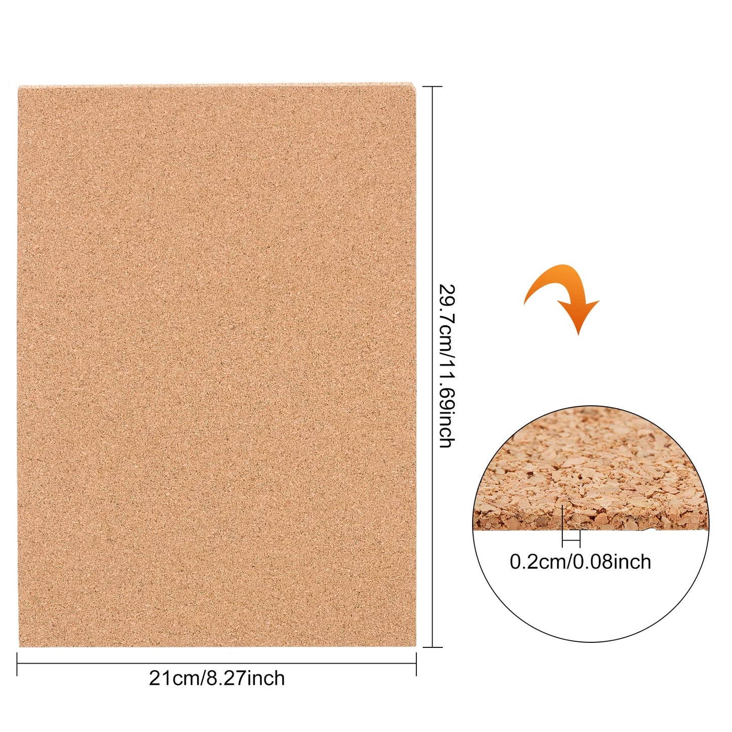 BENECREAT 10-Pack A4 Cork Sheets (2mm Thick) - Rectangle DIY Tiles for Coasters, Wall Art, Bulletin Boards (11.6x8.2)