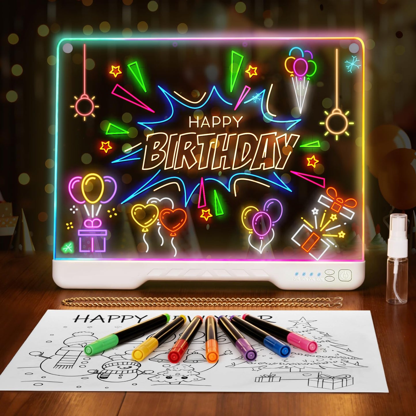 ZUCYDY 16-Inch LED Drawing Board for Kids, Rechargeable Doodle Glow Board with 7 Light Modes & Built-in Stand, Dry Erase Note Board, Great Art Gift for Boys and Girls